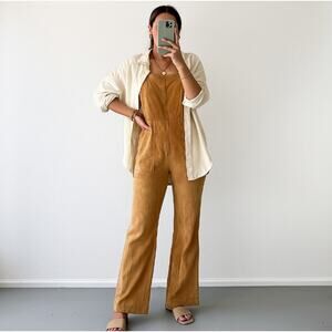 Brown Corduroy Jumpsuit 70s Inspired Retro Fall Earthy Boho Medium